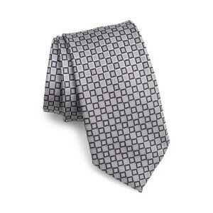 Michael Kors Mens Gray Classic Walken Geo Pattern Tie Workwear New